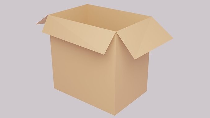 Cardboard box - with materials Low-poly 3D model