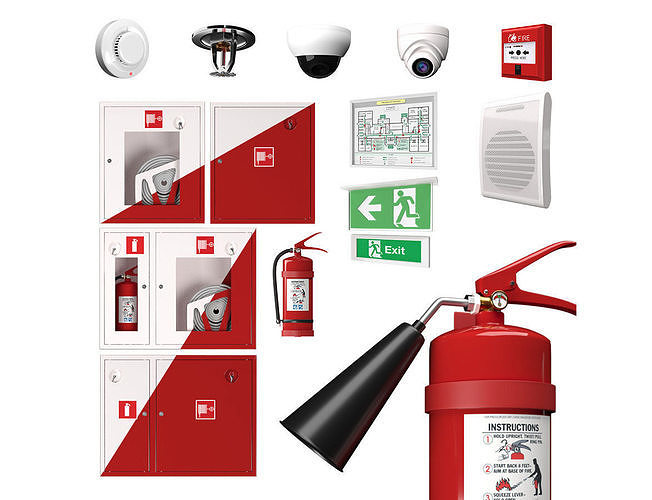 3D model Fire Fighting Set VR / AR / lowpoly CGTrader