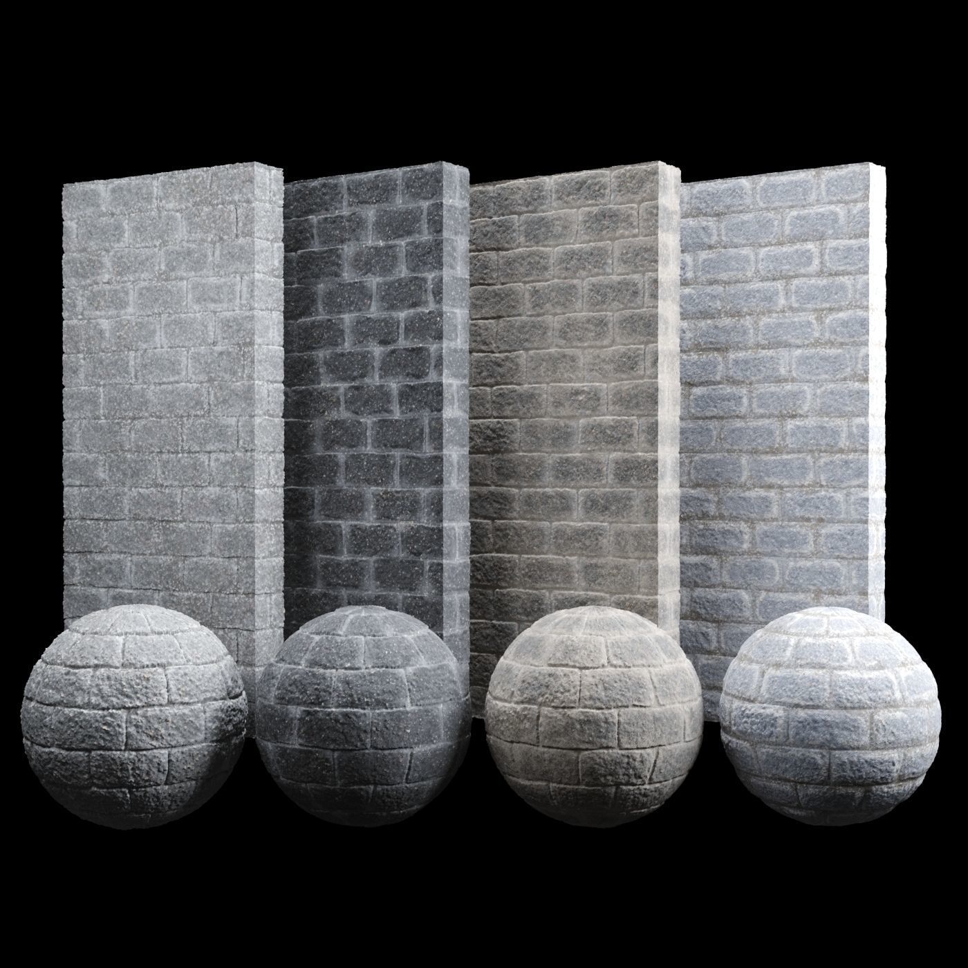 Split Cement Brick Tiles Material PBR 200 x 200 cm Texture