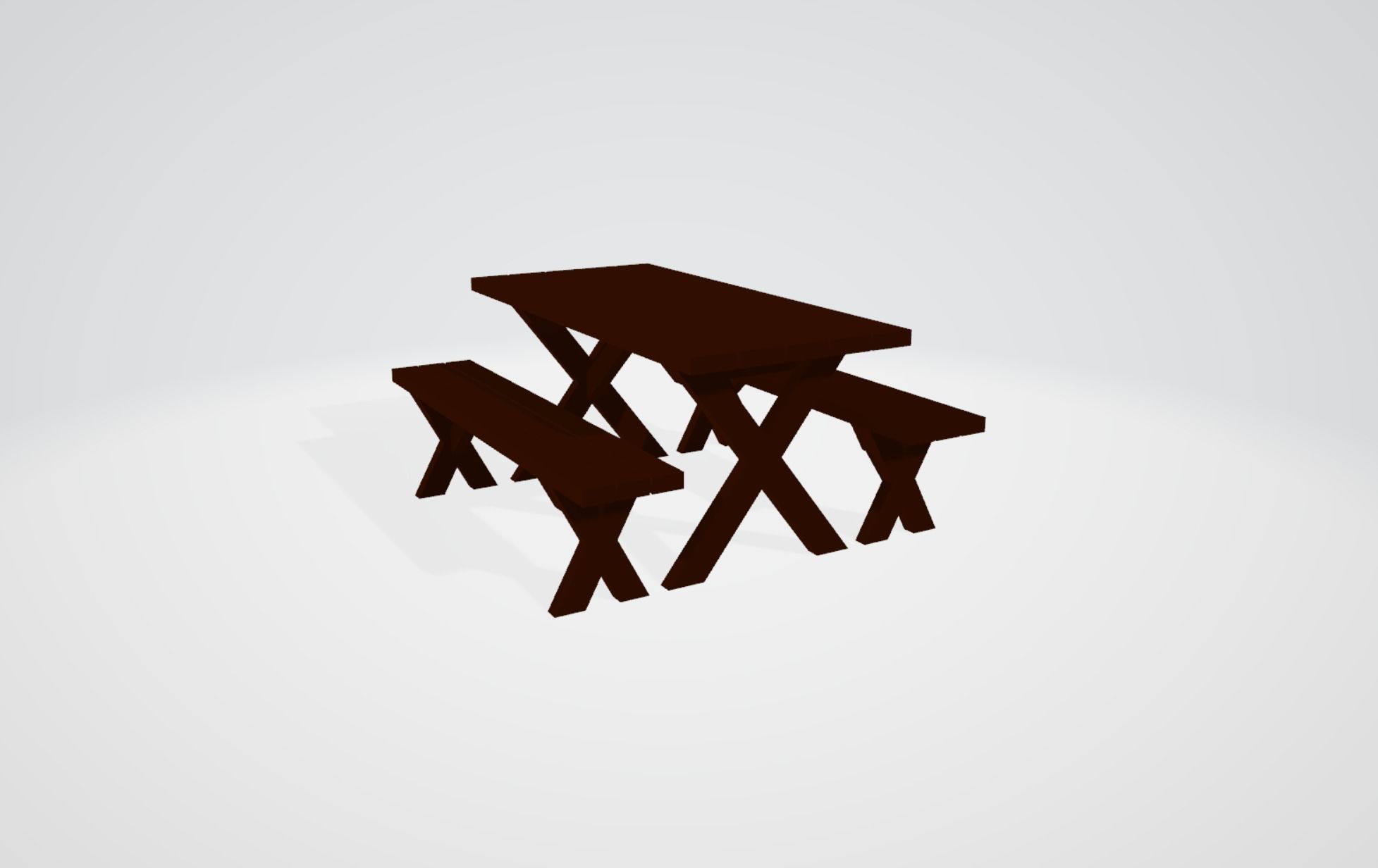 Wood Picnic Table with Separate Detached Benches