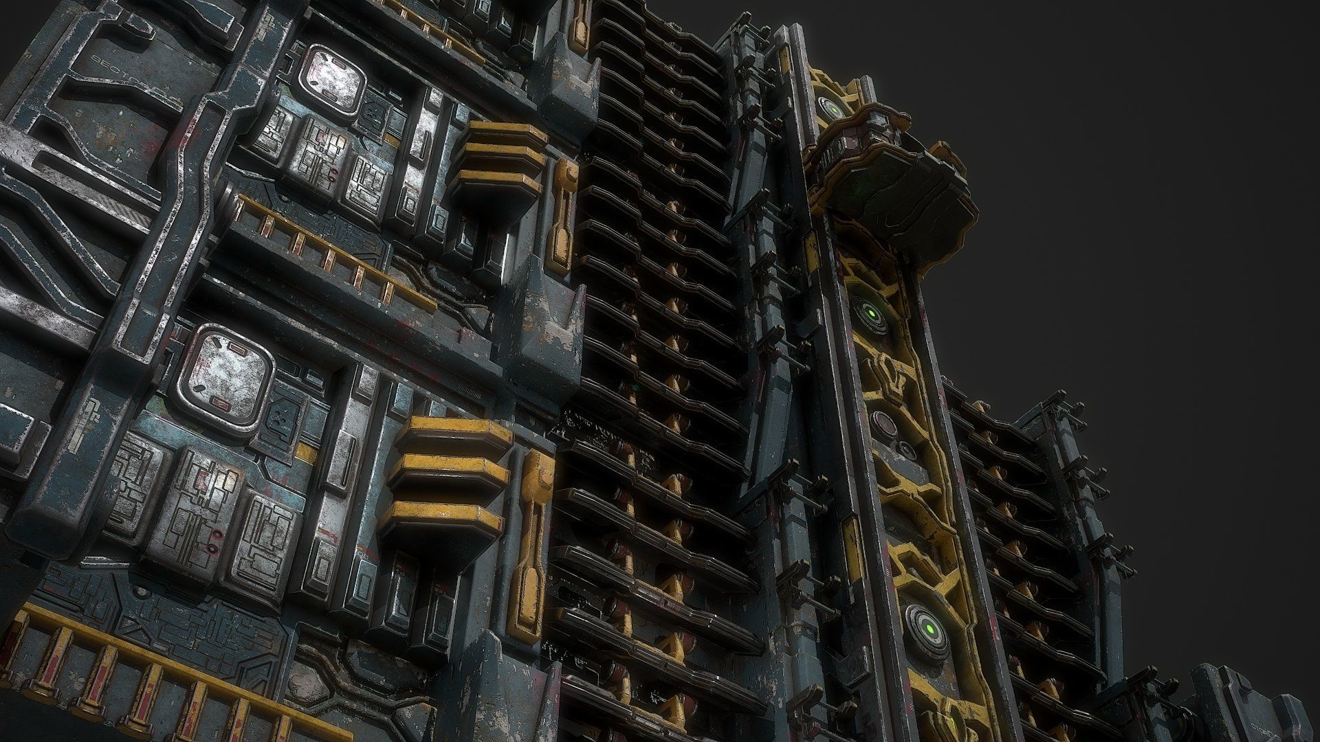 3D model Sci fi building complex facade environment asset VR / AR / low ...