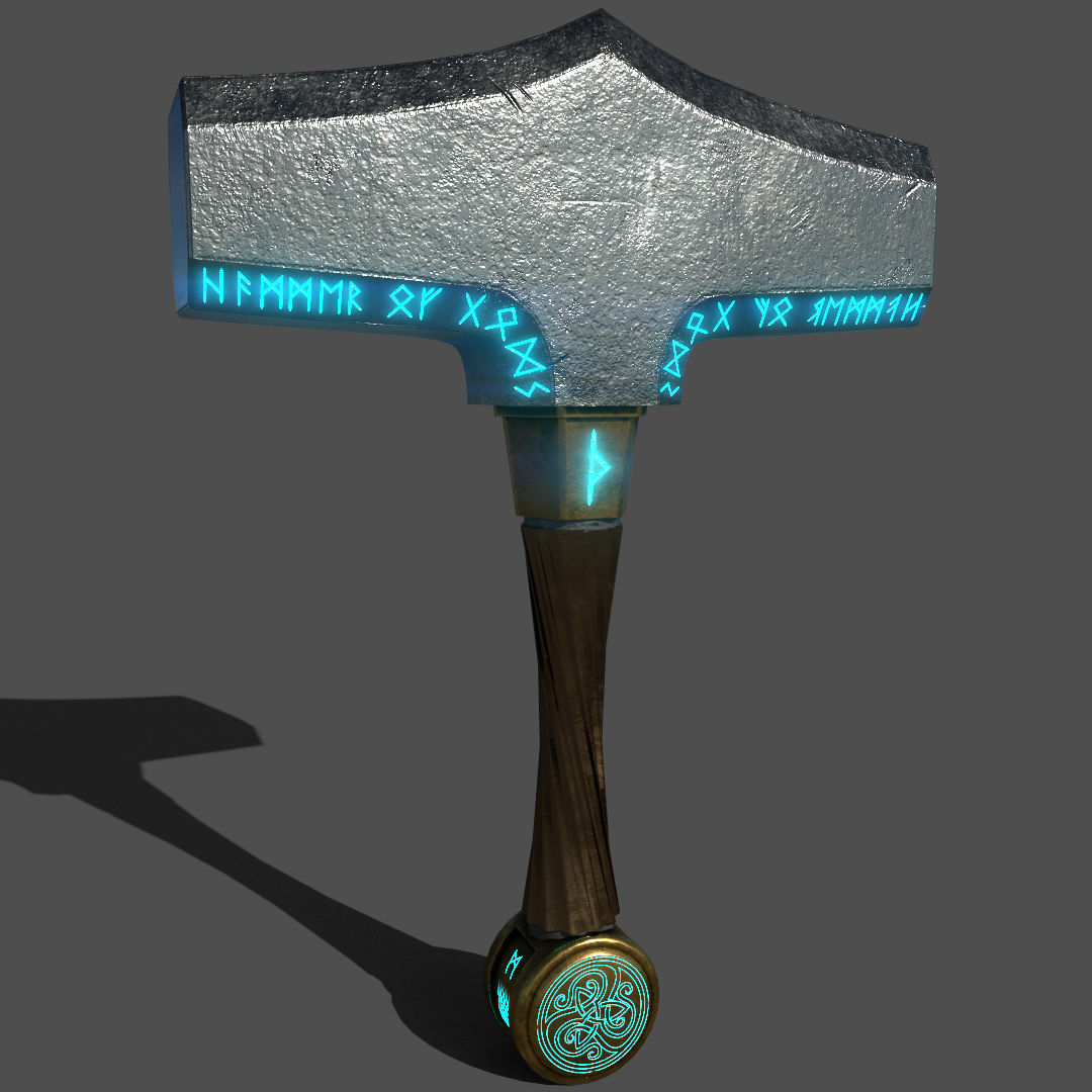 Mjolnir Hammer of Thor lowpoly Low-poly 3D model