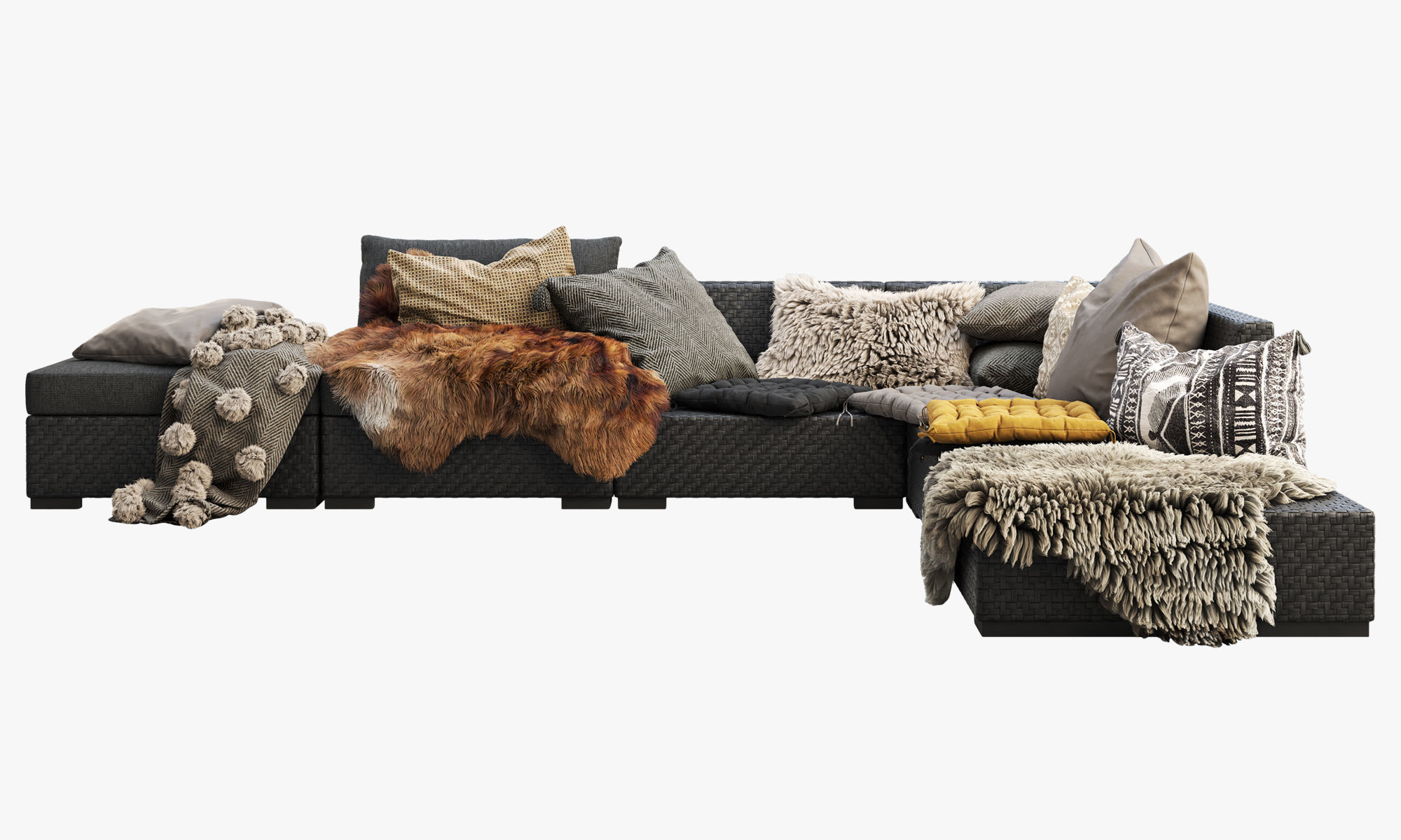 Brown Jordan 4M outdoor wicker modular sofa 3D model | CGTrader