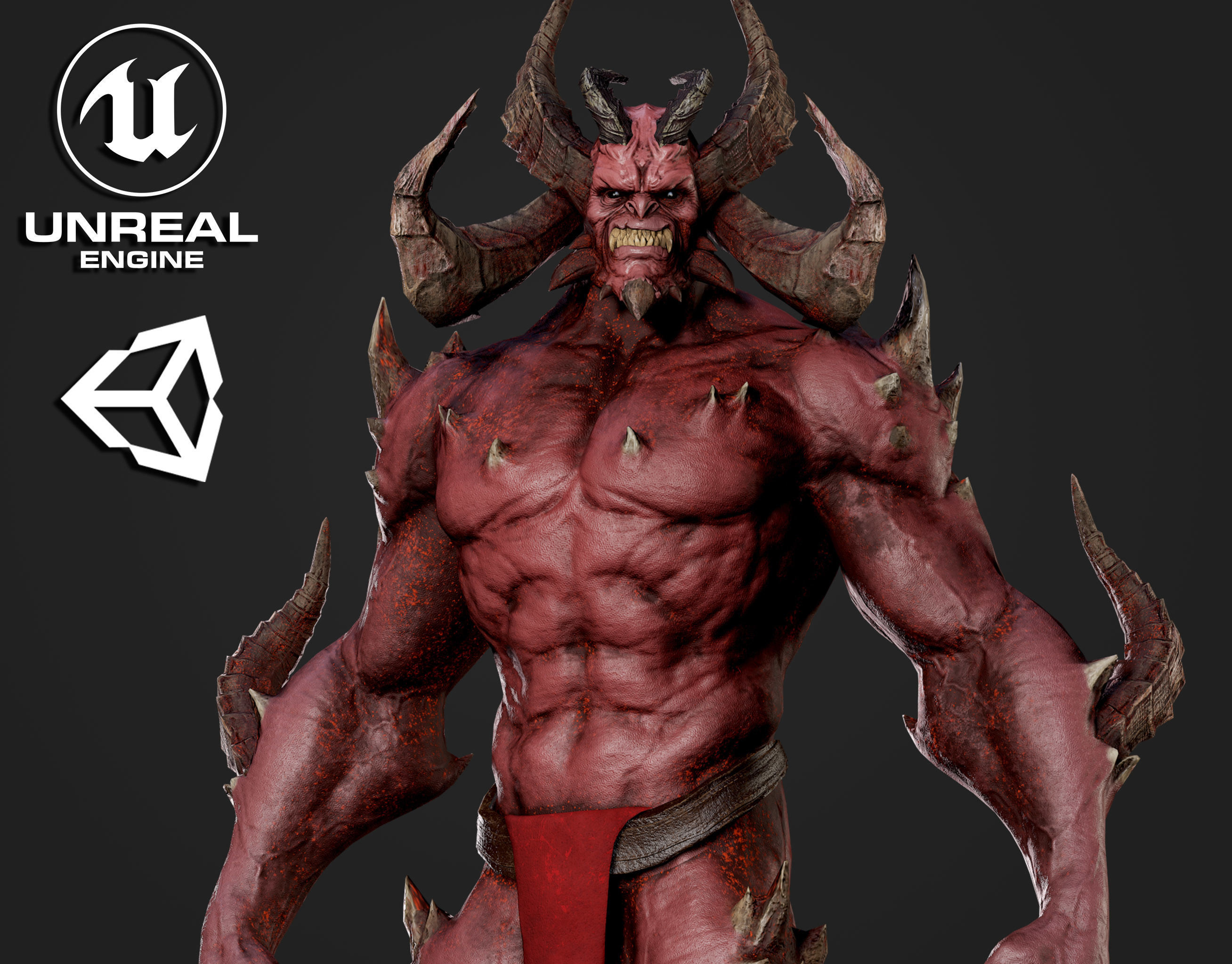 Horned Demon - Game Ready Low-poly 3D model
