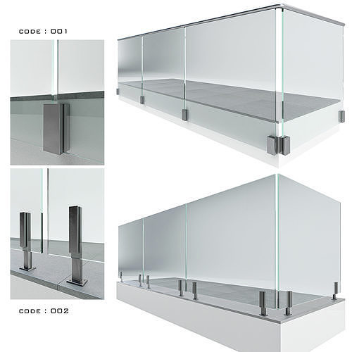 Glass railing02 3D model CGTrader