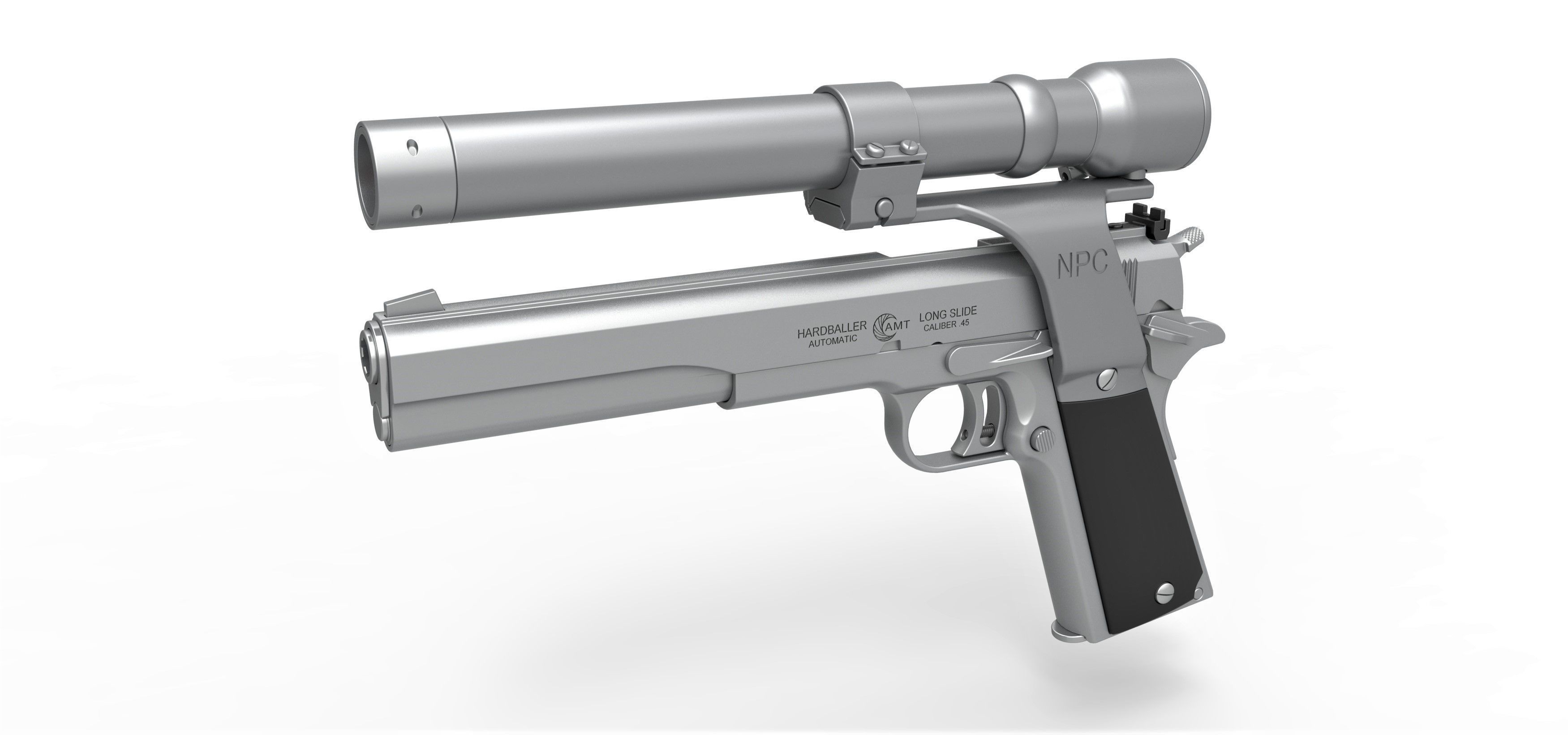 Pistol AMT Hardballer Long Slide from the movie Terminator 1984 3D ...