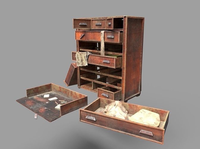 Abandoned Dresser With Drawers 3D model CGTrader