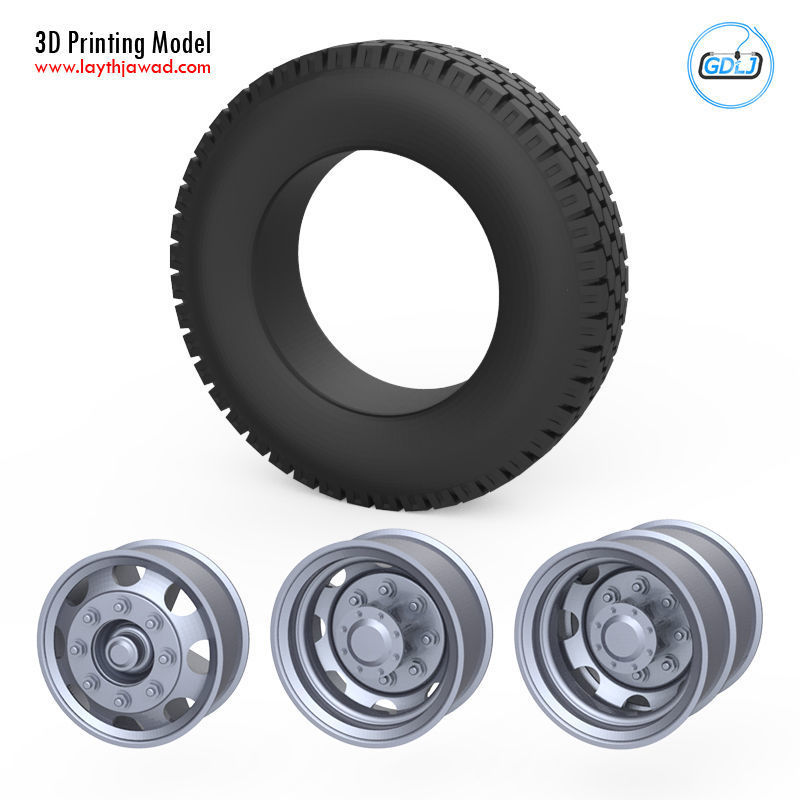 Truck Tire Mold With 3 Wheels 3D model 3D printable CGTrader