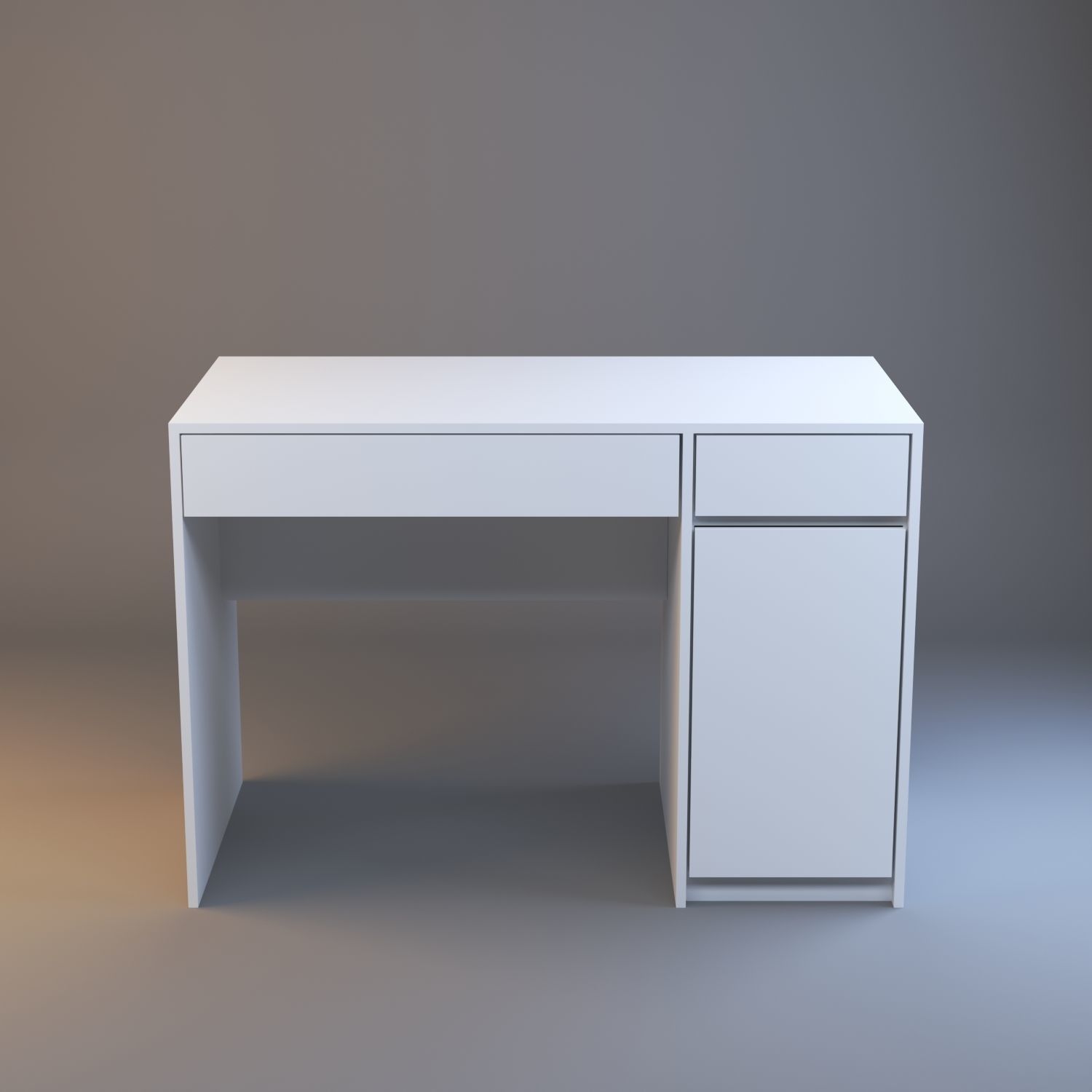 3D model Modern white desk VR / AR / low-poly MAX OBJ 3DS FBX