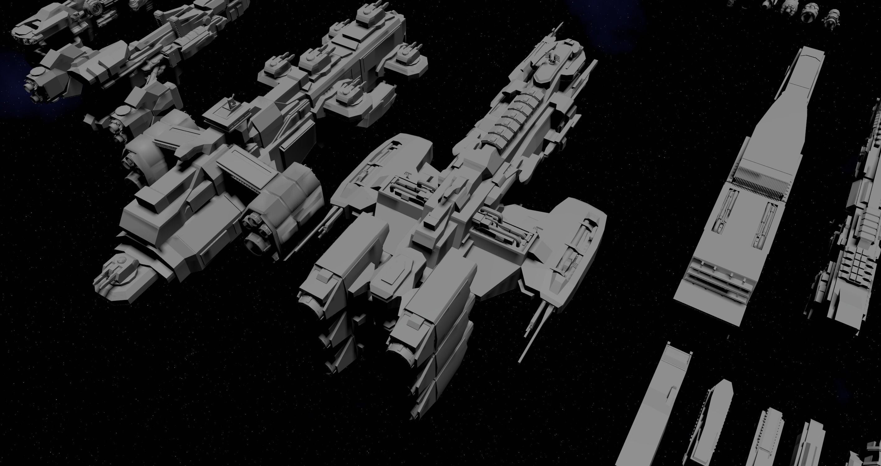 SciFi Space Ships Kitbash Kit 3D model CGTrader