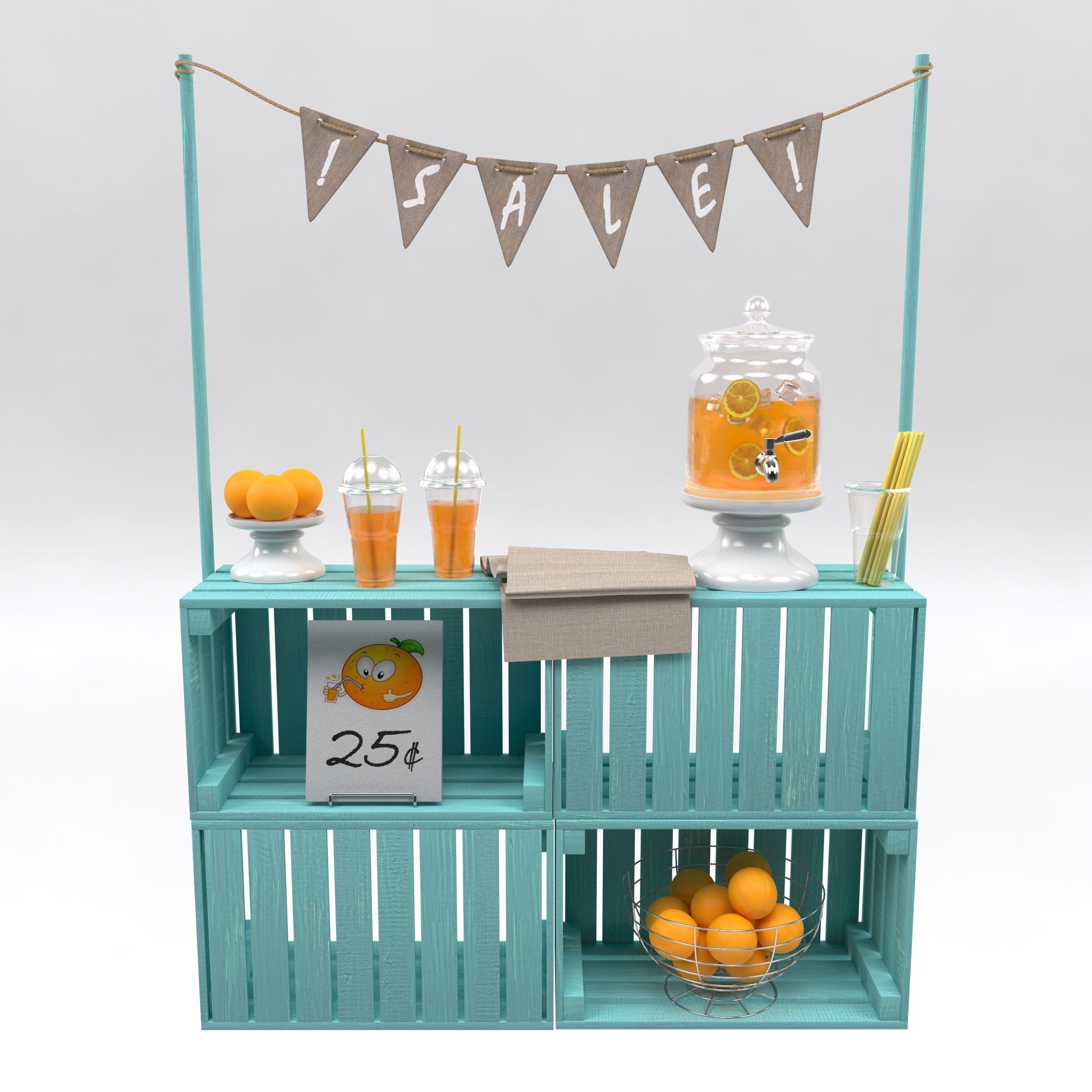 Lemonade stand 3D model CGTrader