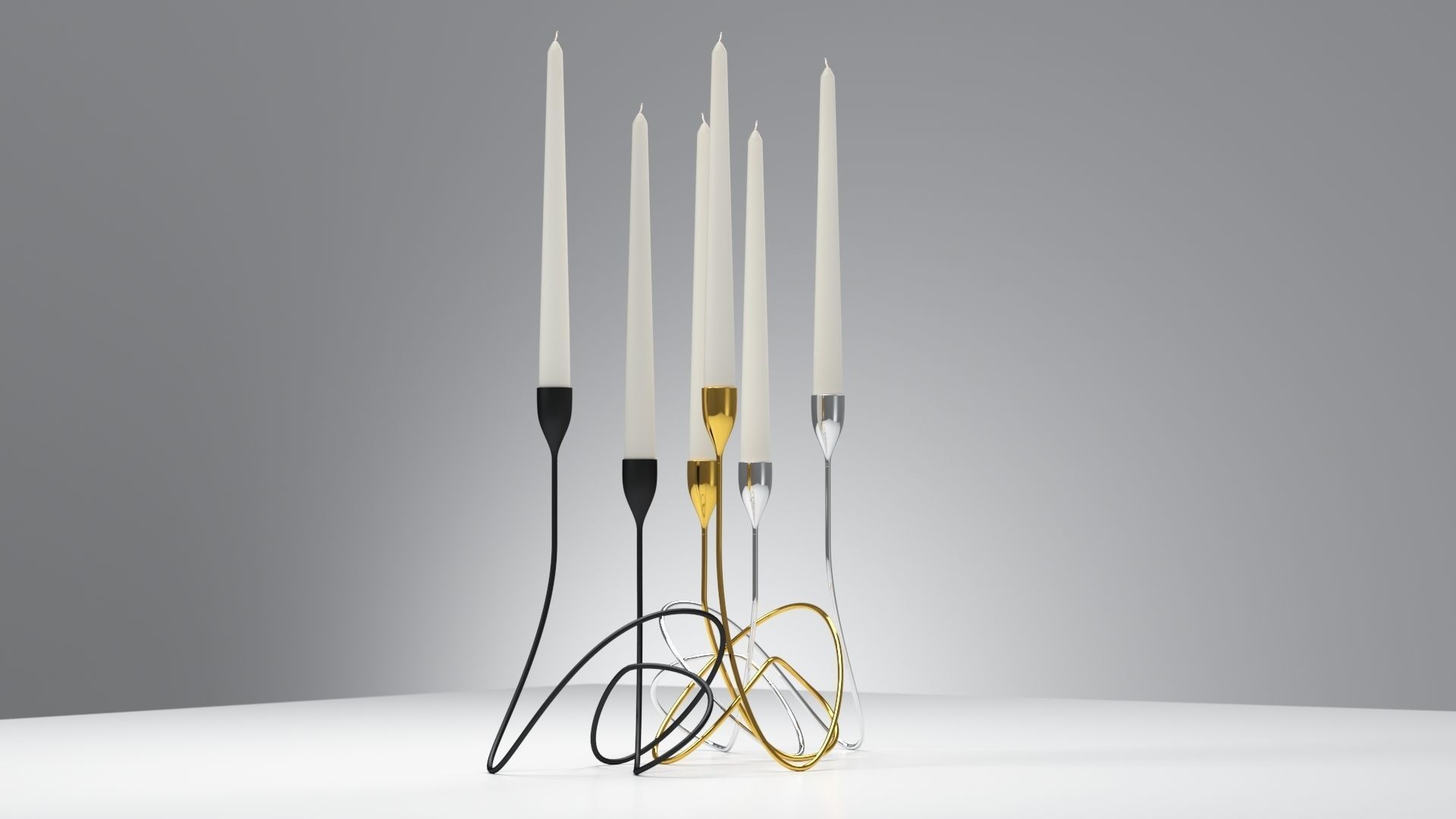 Hold Candle LOOP candelabra Black Blum ChromeGoldPaint Black free 3D