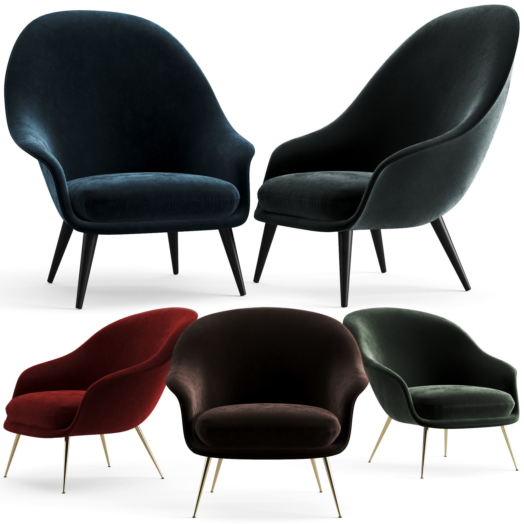 Gubi Bat Lounge Chairs 3D model CGTrader