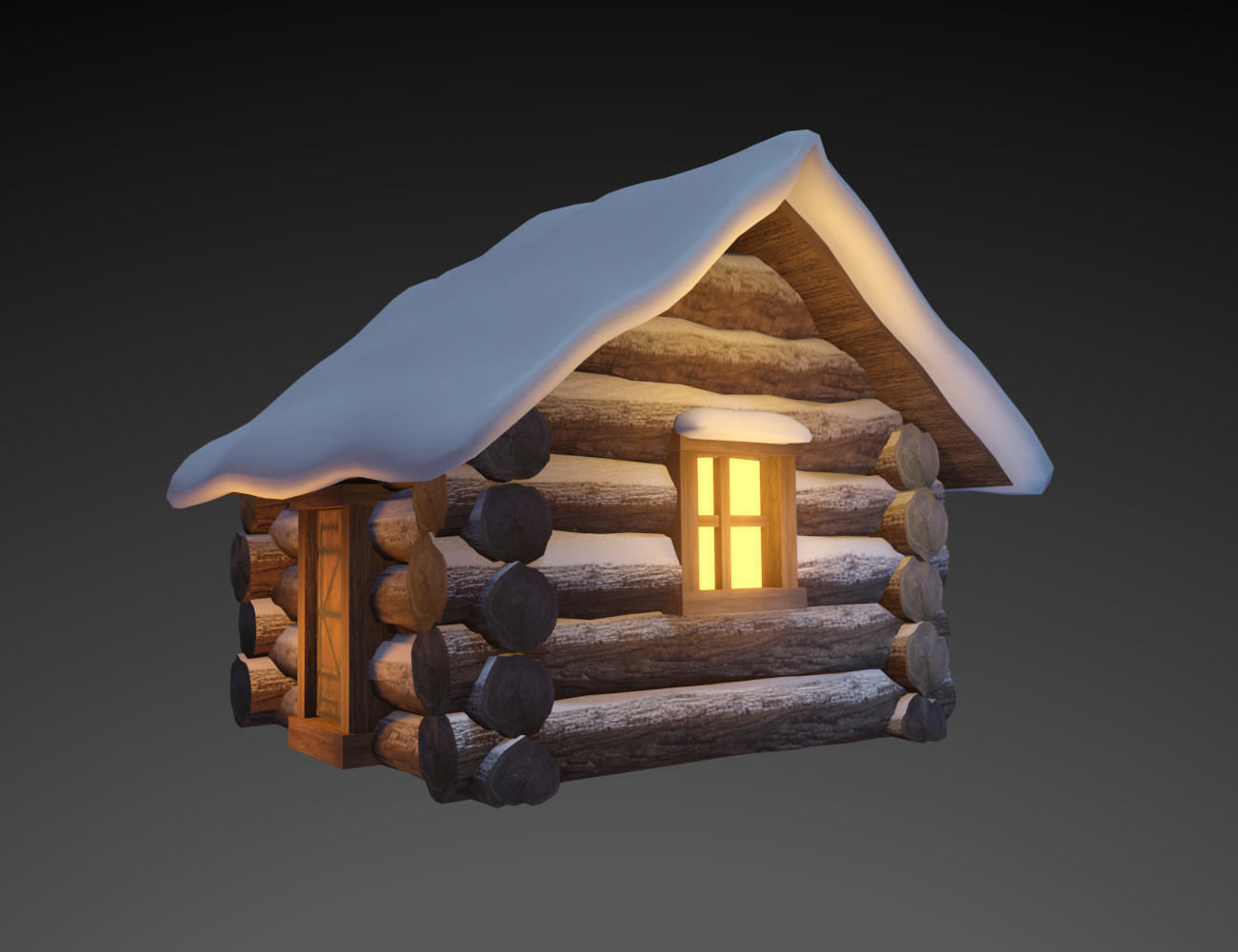 Snowy Wooden Hut