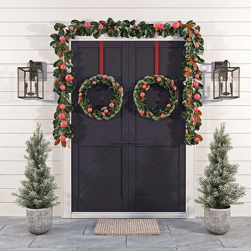 Pottery barn front door decoration 3D model CGTrader