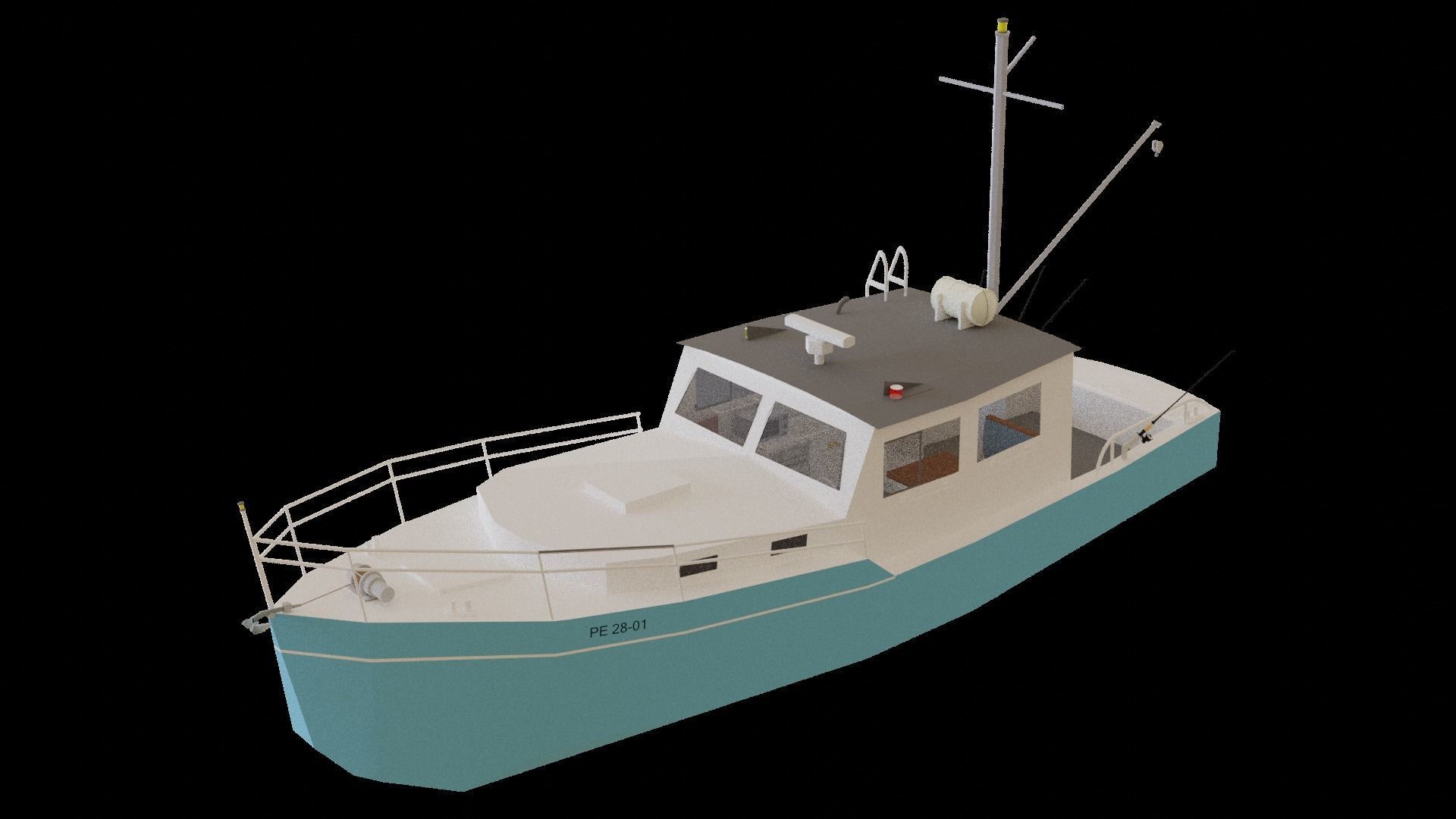 Fisher Boat free VR / AR / lowpoly 3D model OBJ FBX BLEND DAE