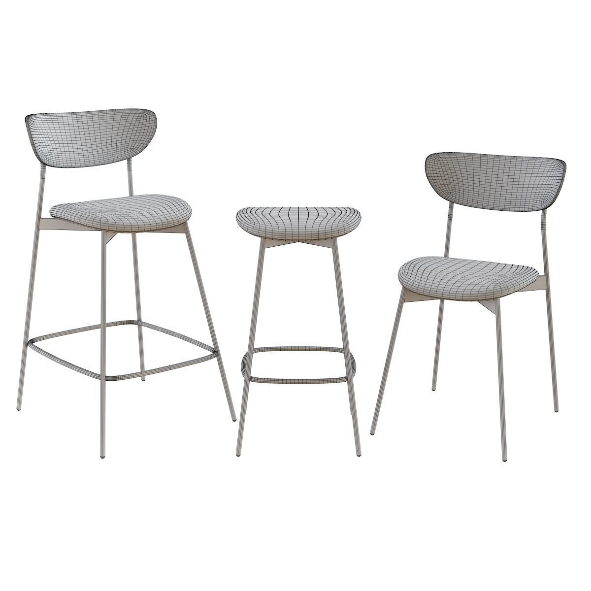 West Elm Modern Petal Bar Counter Stool 3D model CGTrader