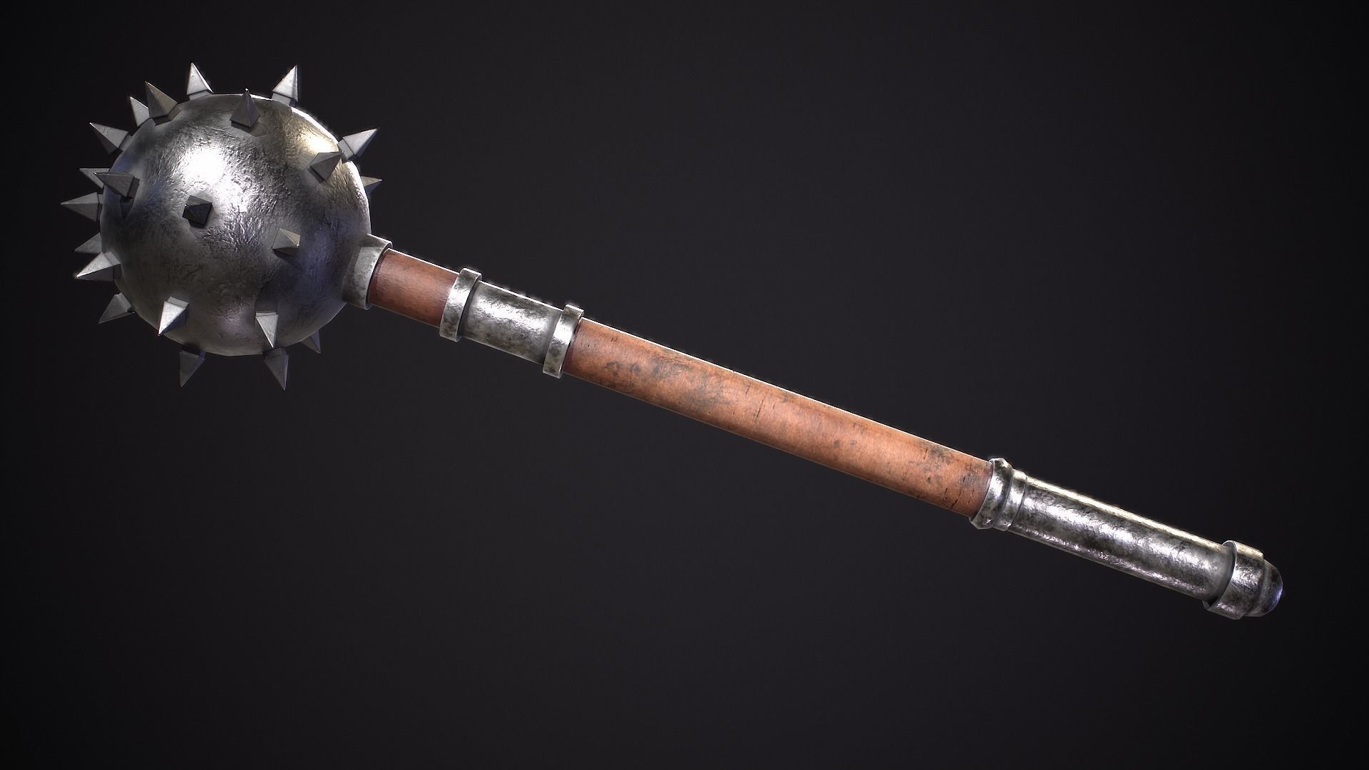 3D model Game Ready Morning Star Mace Low Poly PBR VR / AR / lowpoly