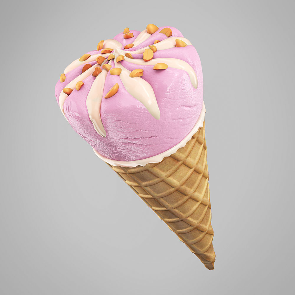 Ice Cream Waffle Cone Strawberry