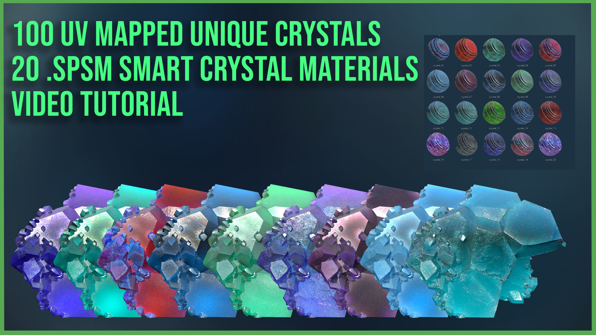 20 Crystal Smart Materials and 100 Crystals and 3D model 1