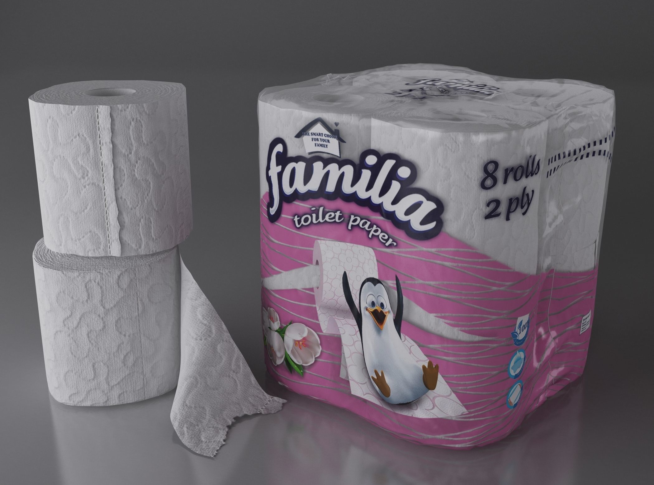 packet 3D Familia toilet paper 8 rolls in PVC package