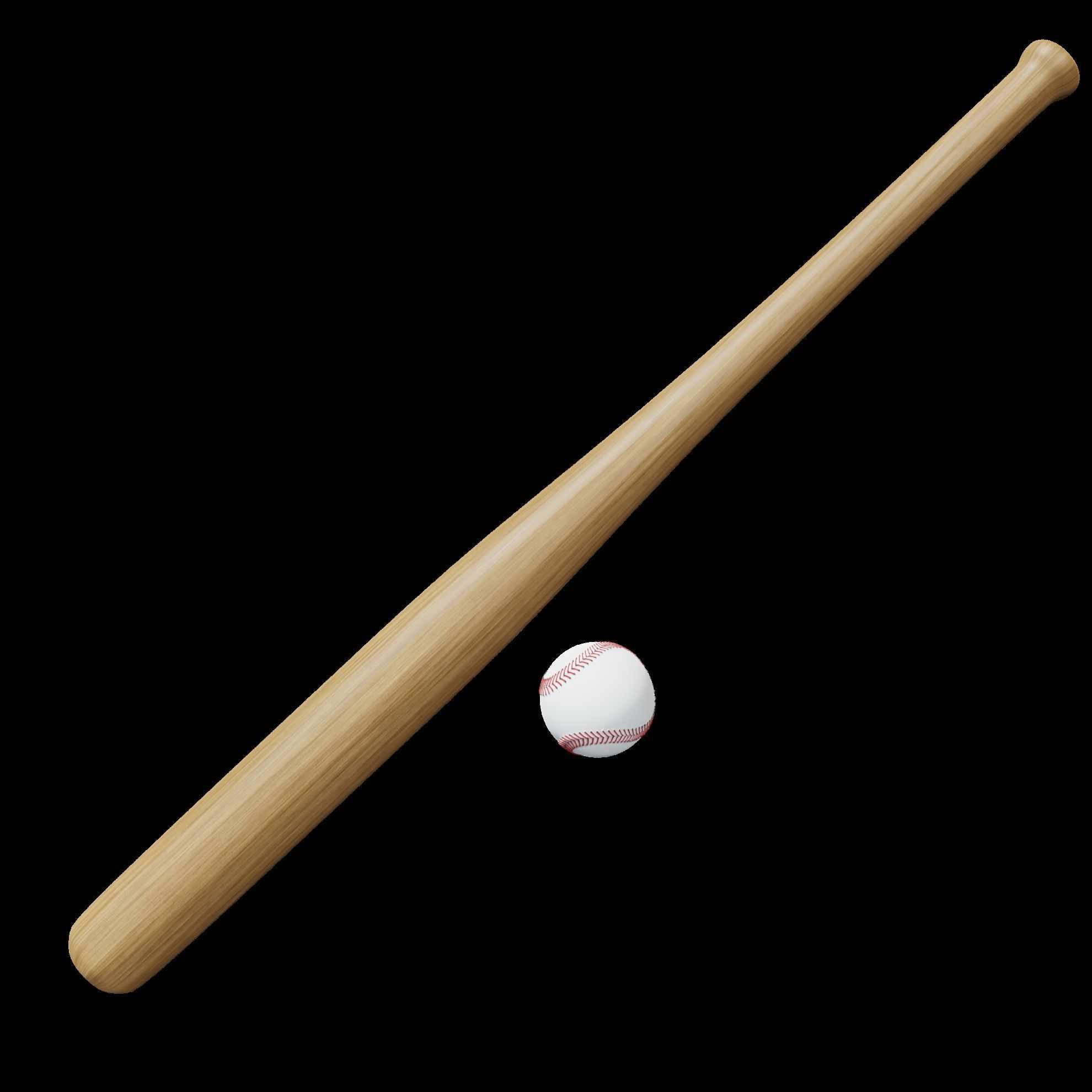 Baseball bat and ball 3D model