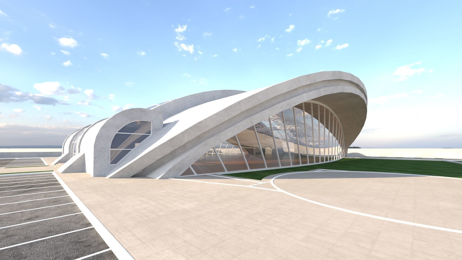 exhibition center exterior and interior