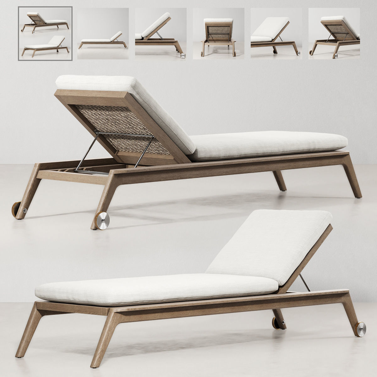 MALTA TEAK CHAISE 3D model CGTrader