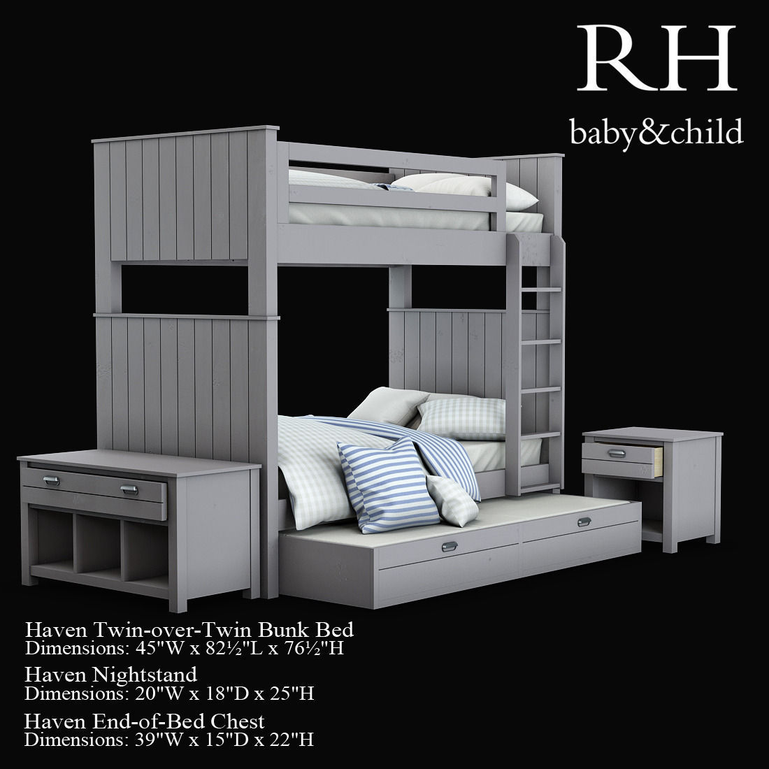 haven twin-over-twin bunk bed 3d model max fbx haven twin-over-twin bunk bed 3d model max fbx
