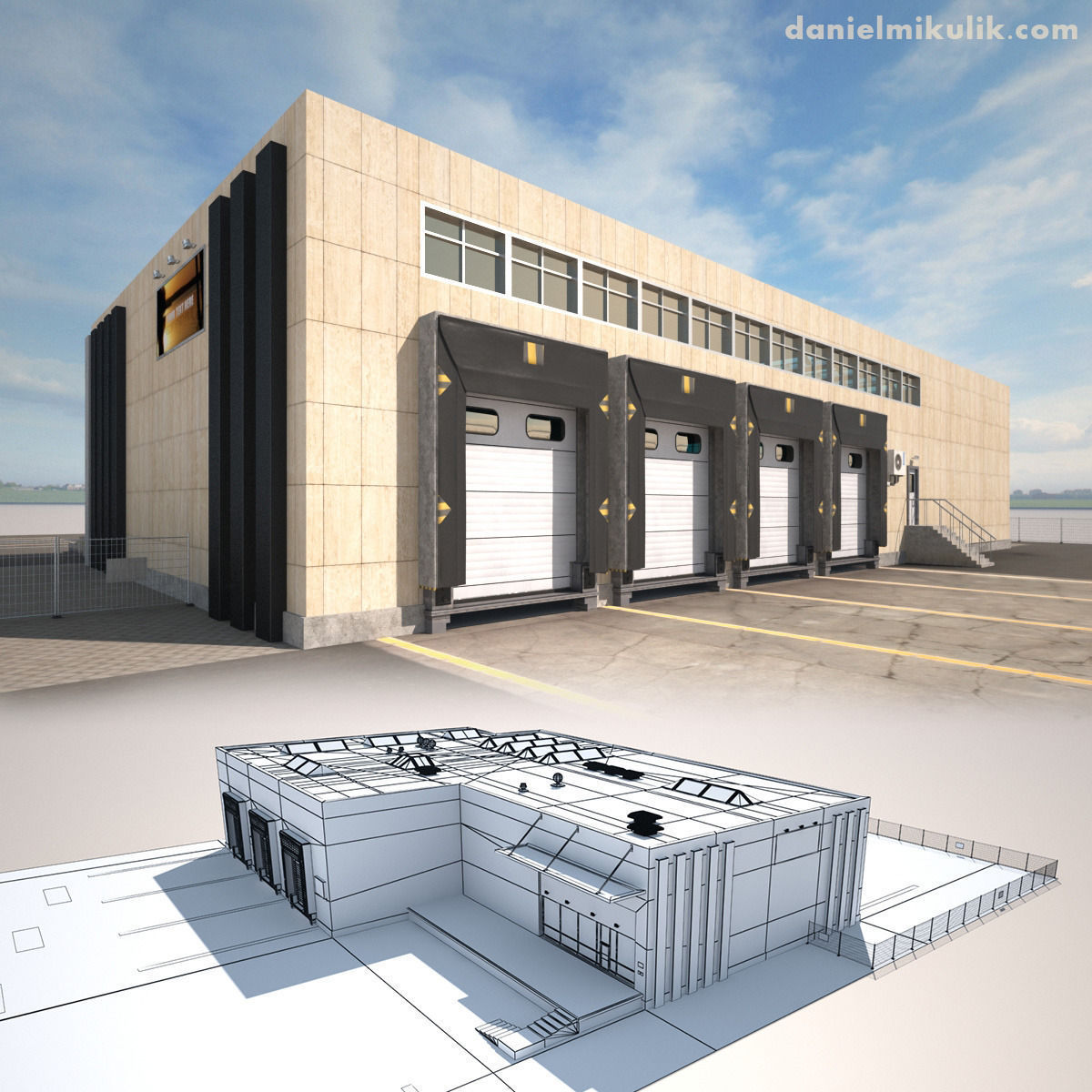 Cargo Building TIR Low Poly2