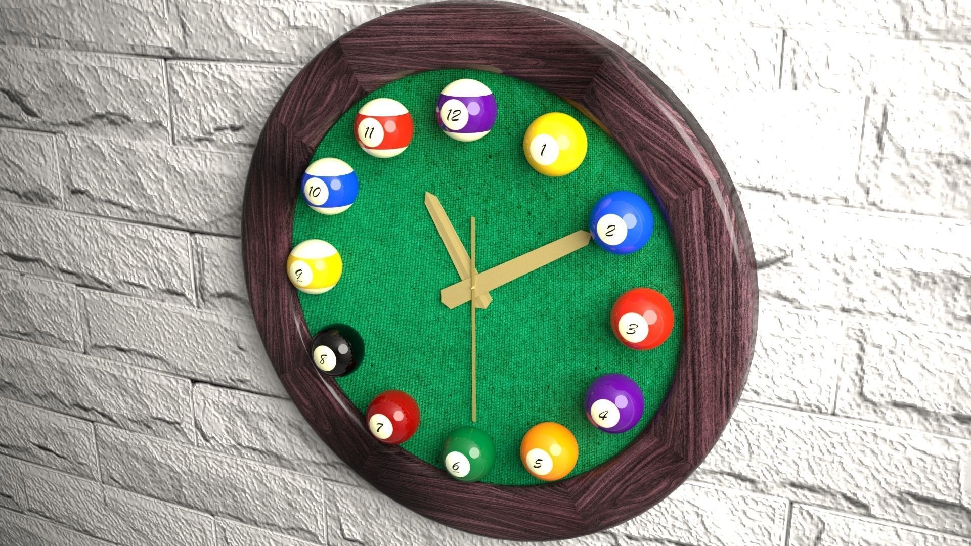 Wall clock billiards 3D model CGTrader