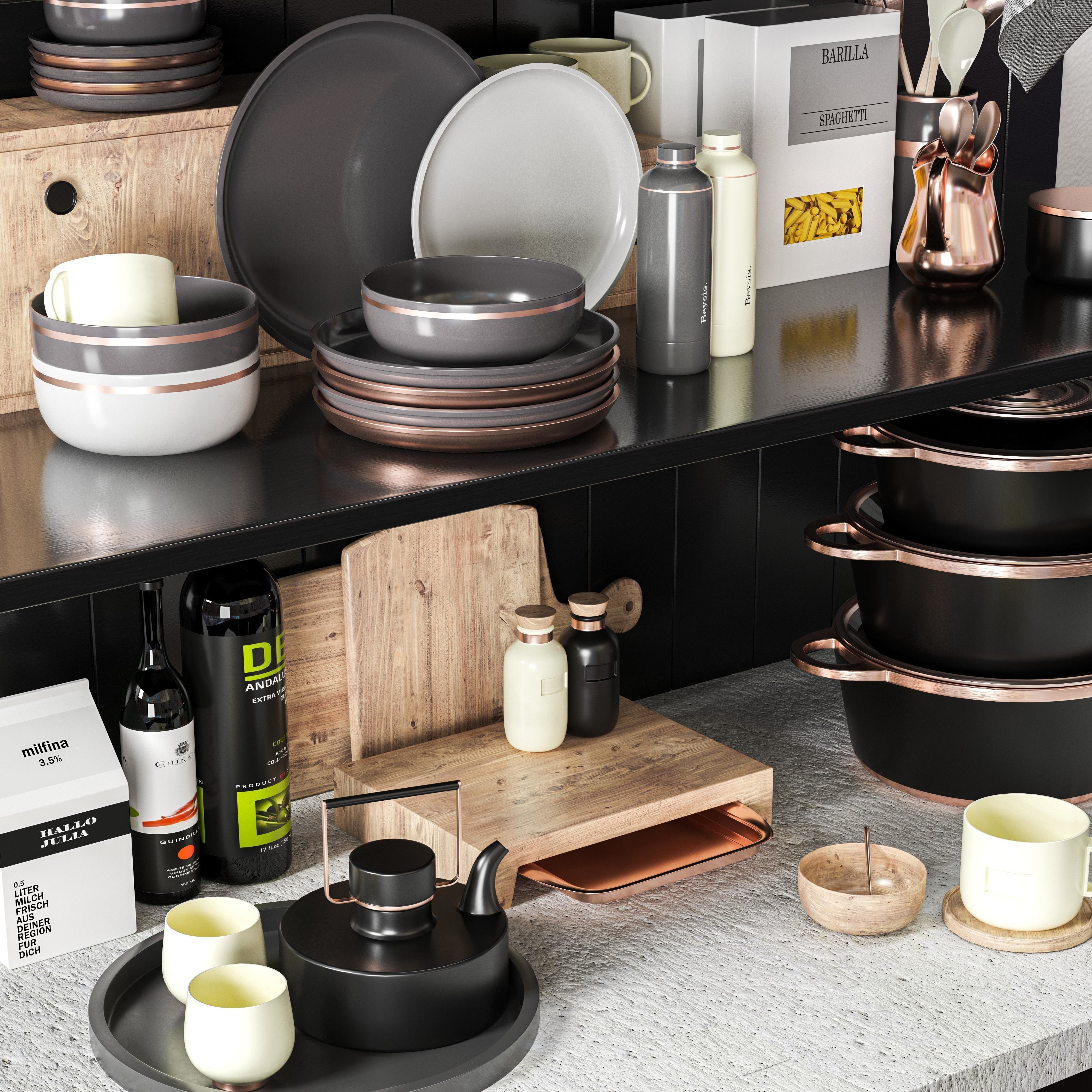 copper kitchen set 3D model CGTrader