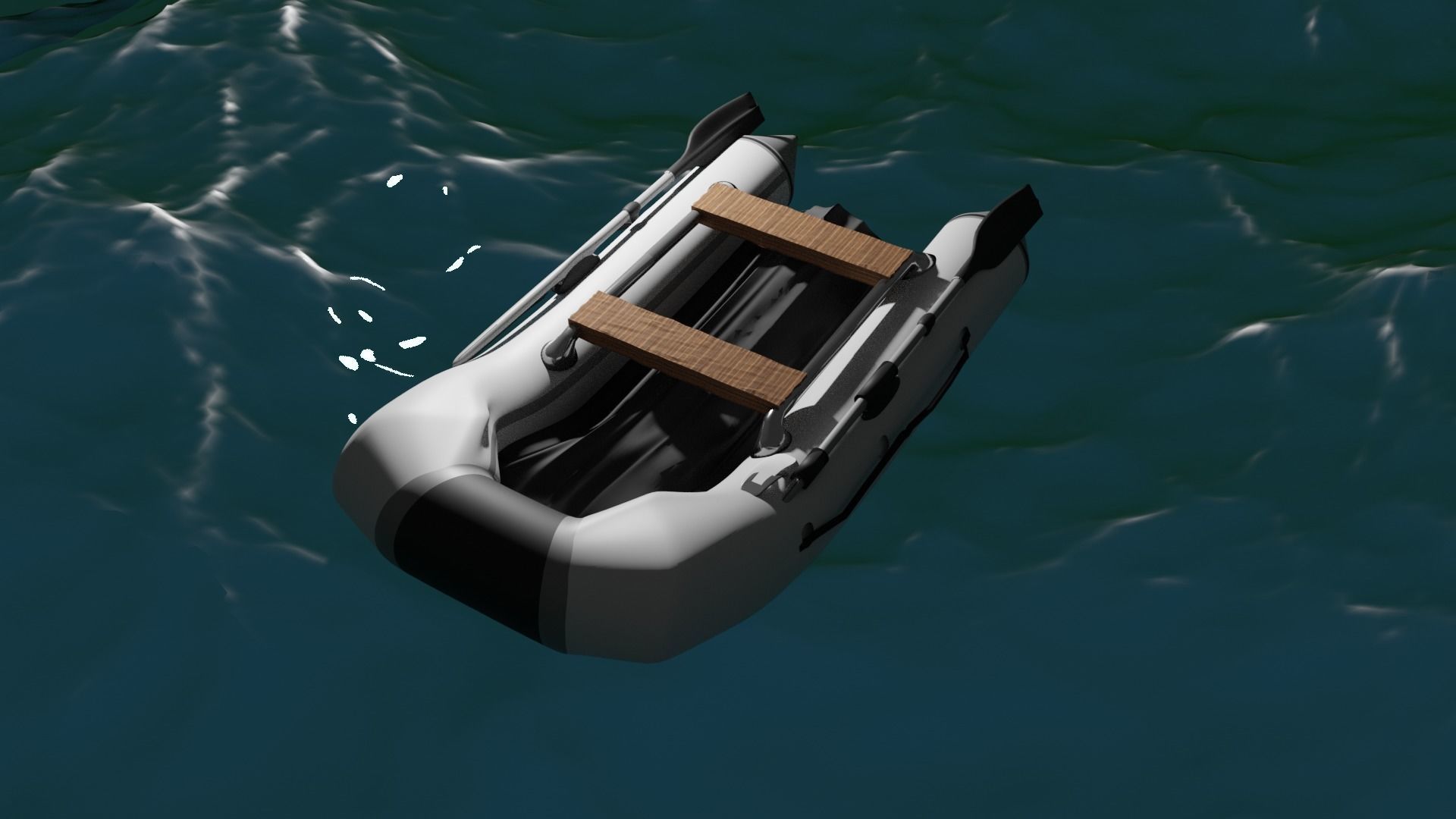 Inflatable boat ocean boat sea Low-poly 3D model