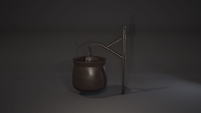 3D model Cauldron Game-Ready bucket with handle VR / AR / low-poly ...