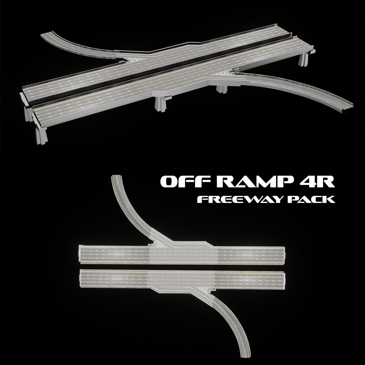 Off ramp 4r freeway pack 3D model CGTrader