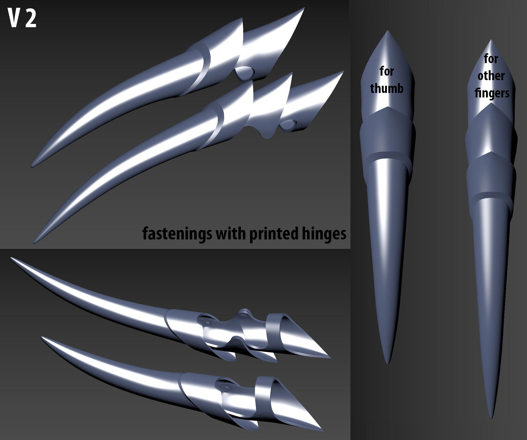 KDA MORE Evelynns Claws articulated finger armor 3D model 3D printable