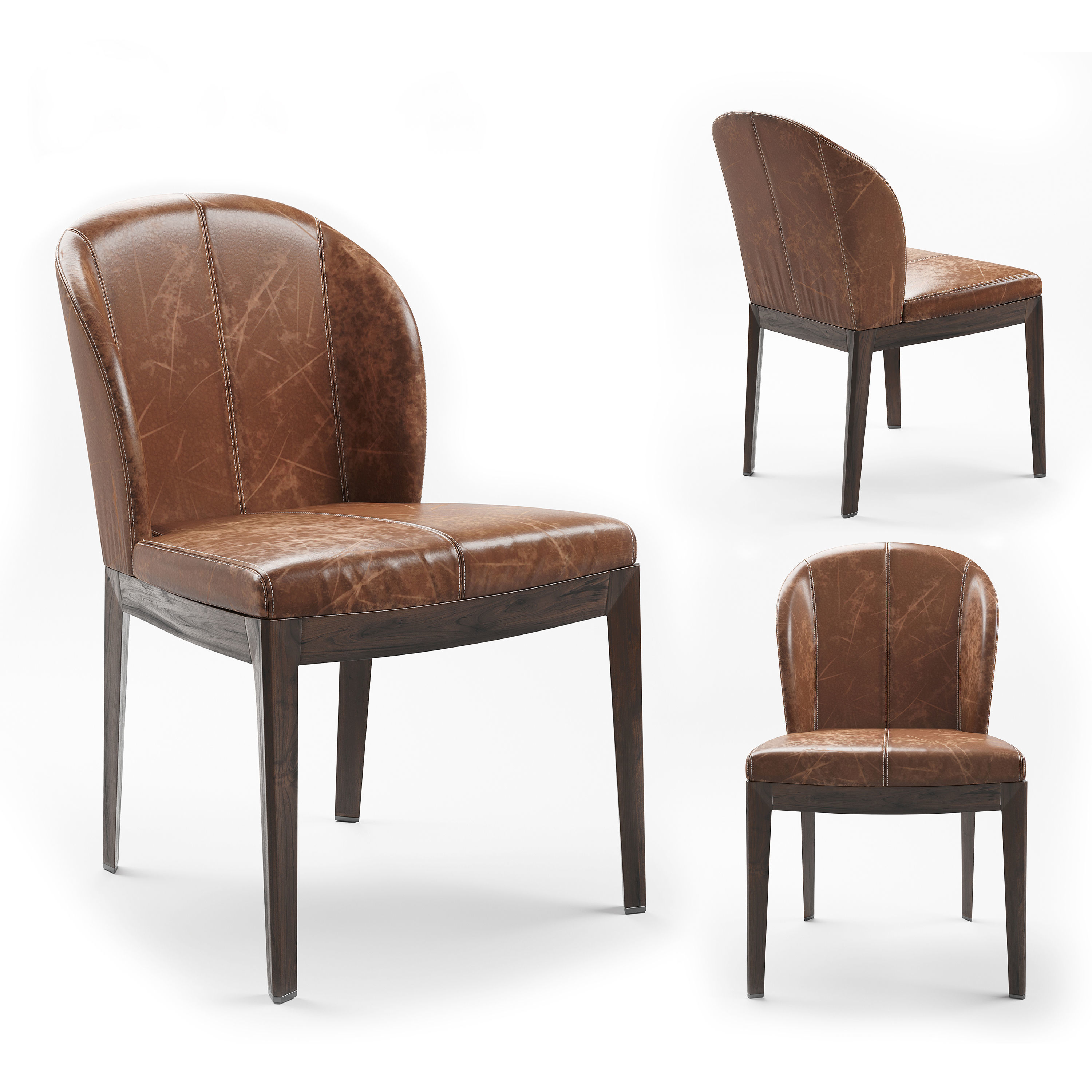 normal chair Leather Brown 3D model CGTrader