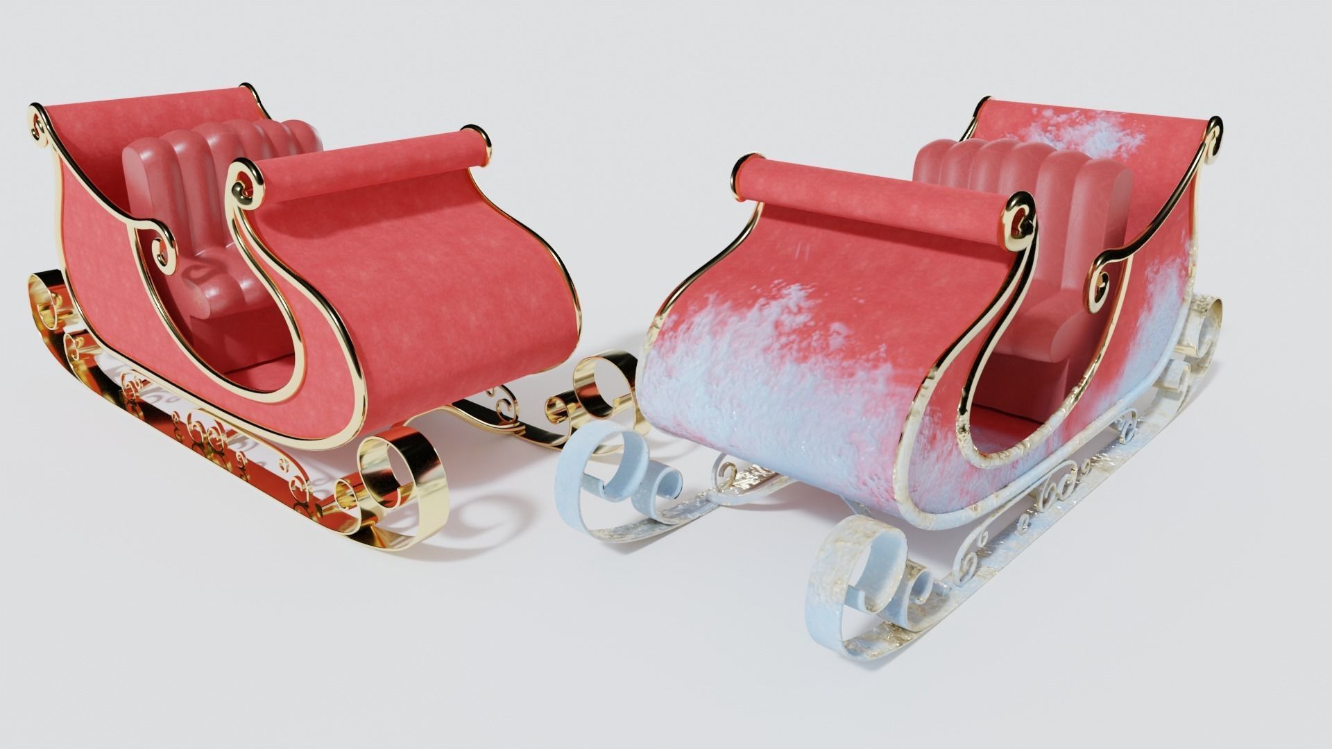 3D model Santas sleigh Sled PBR Model VR / AR / lowpoly CGTrader