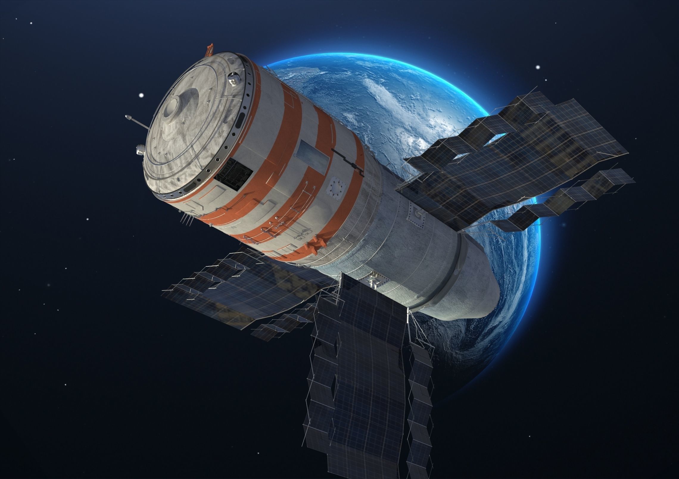 salyut7 space station orbiting earth elements of this furnished 3D ...