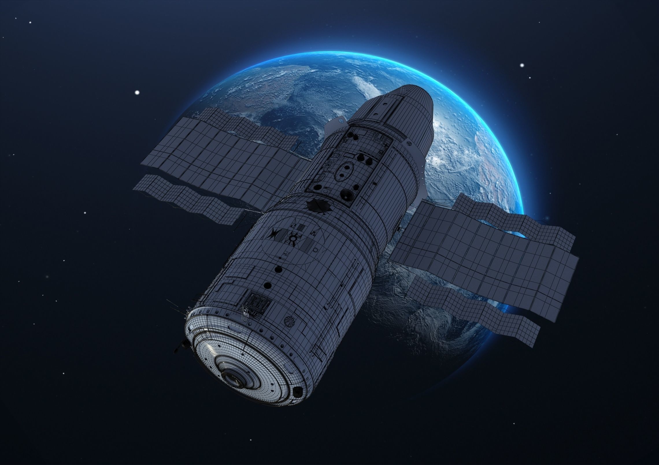 salyut7 space station orbiting earth elements of this furnished 3D ...