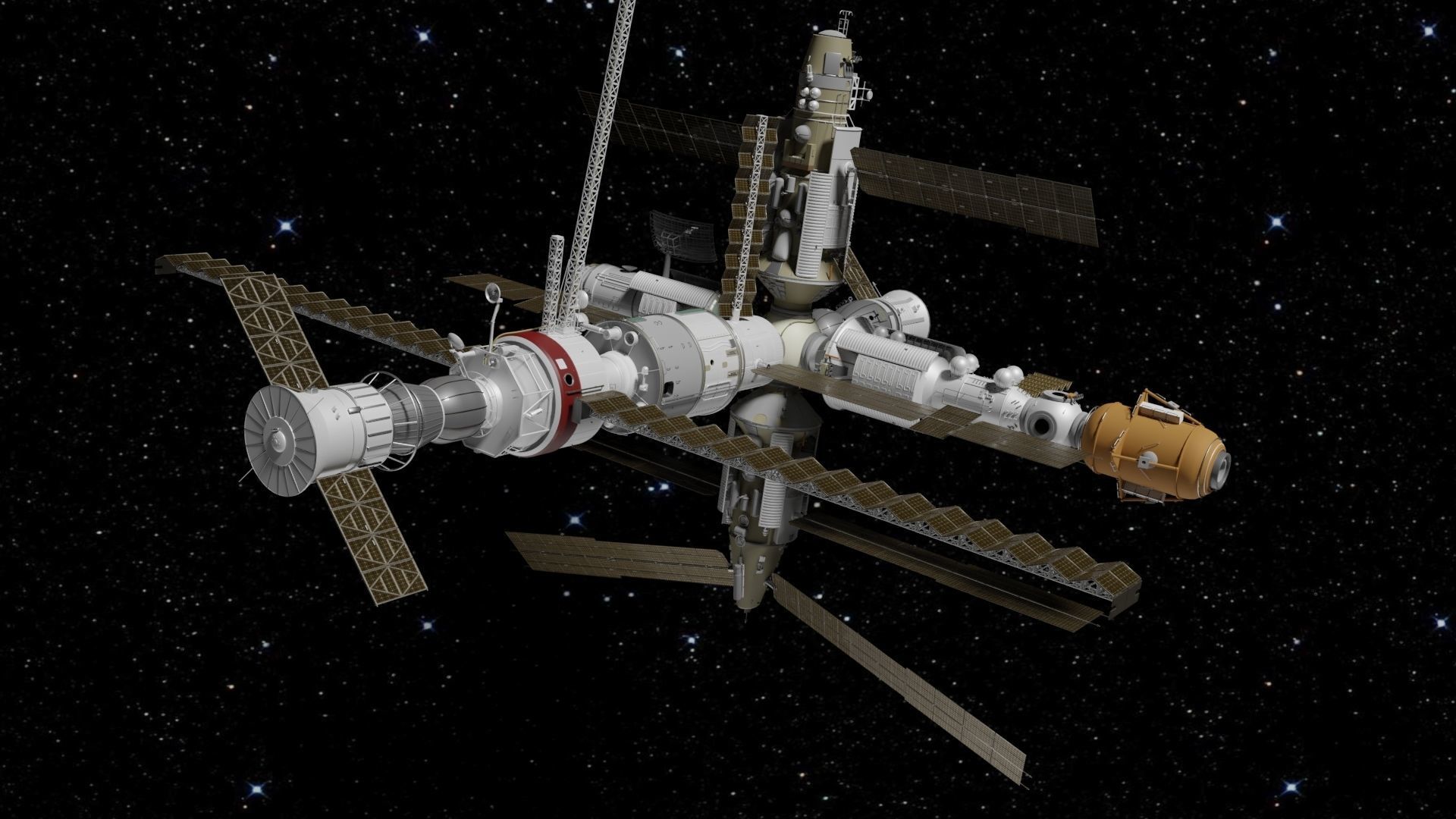 Mir Space Station 3D model CGTrader