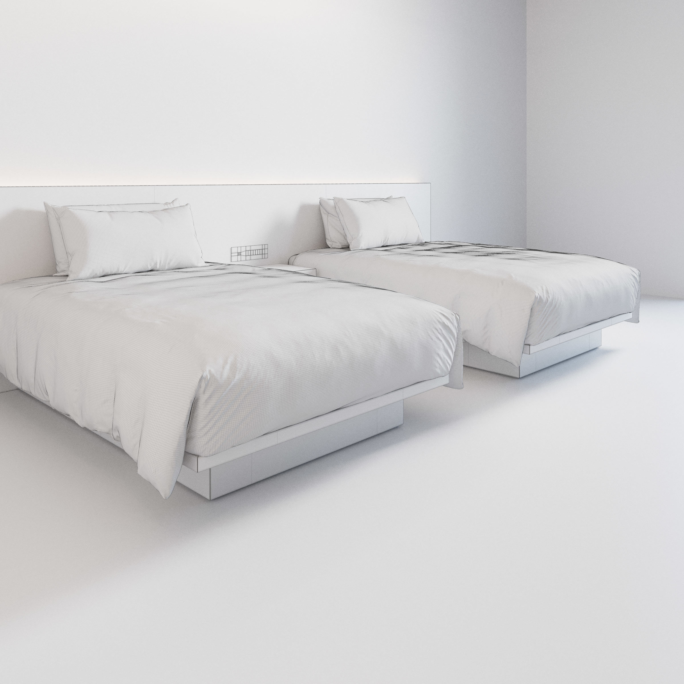 Hotel Bed Duvet Cover Style Double Twin W140cm x2 3D model CGTrader