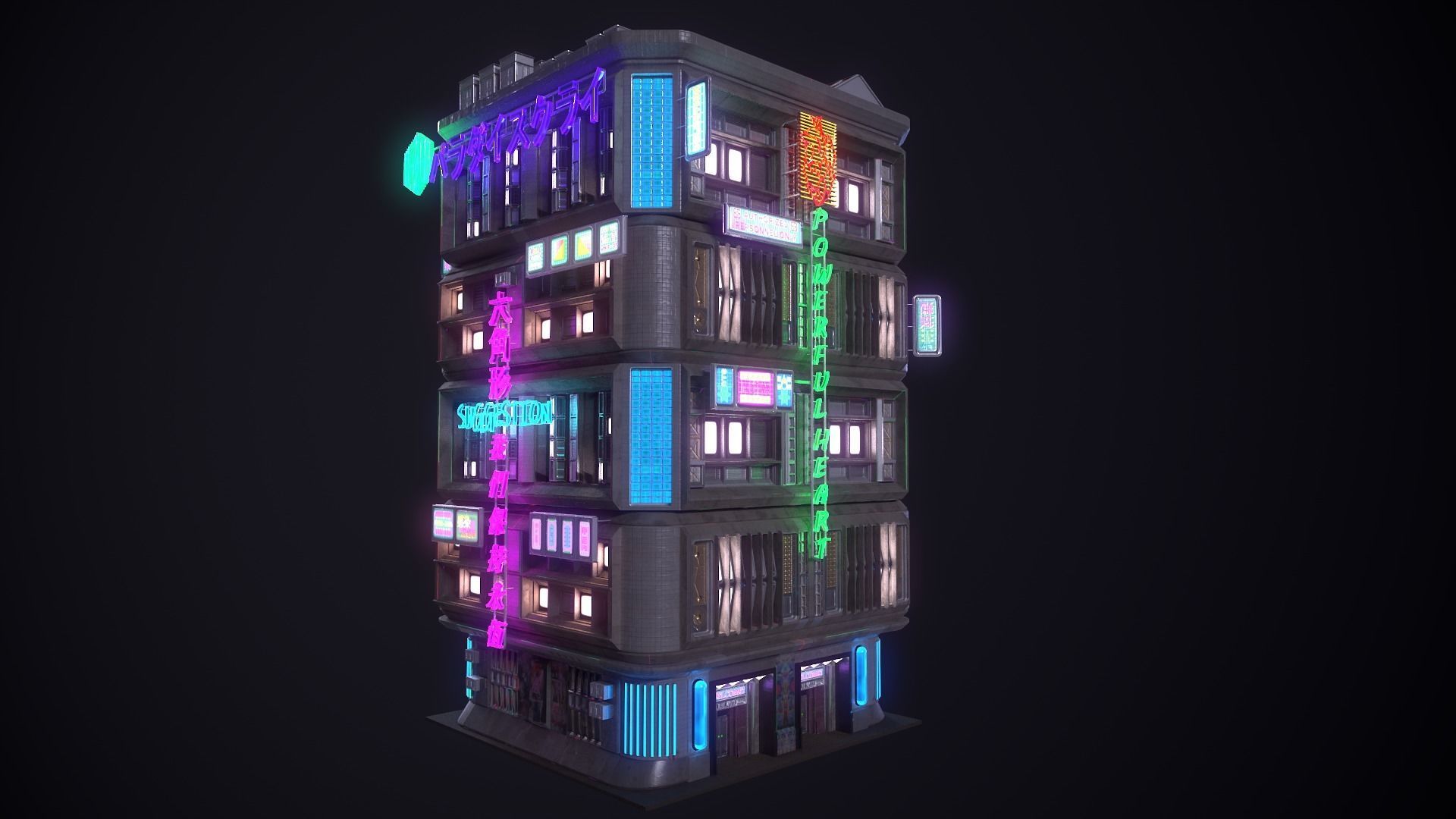 cyberpunk building 24 3D asset CGTrader