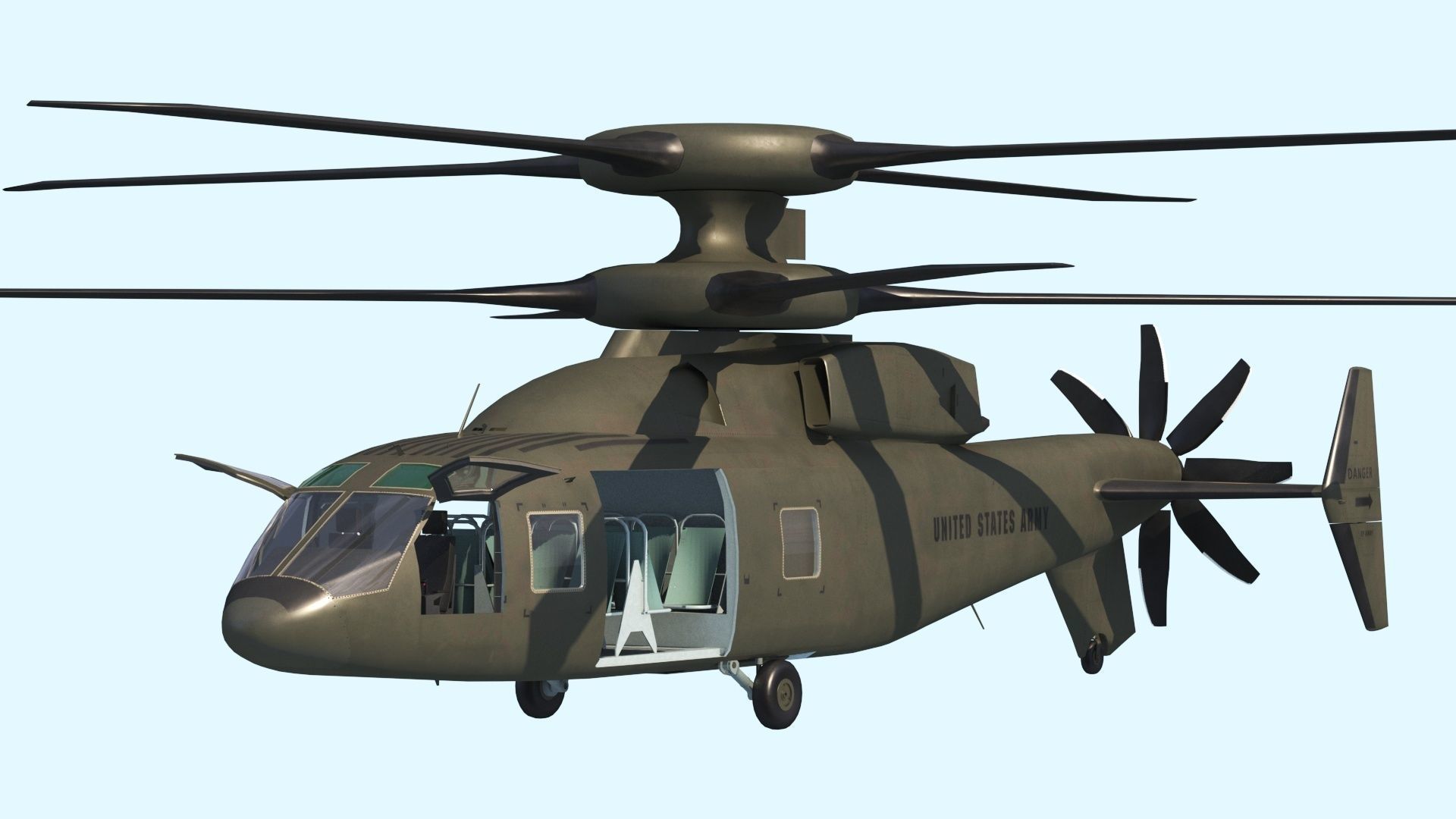 3D model Sikorsky Boeing SB 1 Defiant helicopter VR / AR / lowpoly