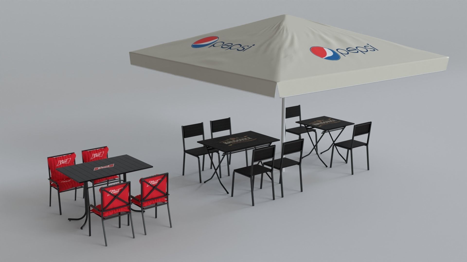 Bar tables and chairs 3D model