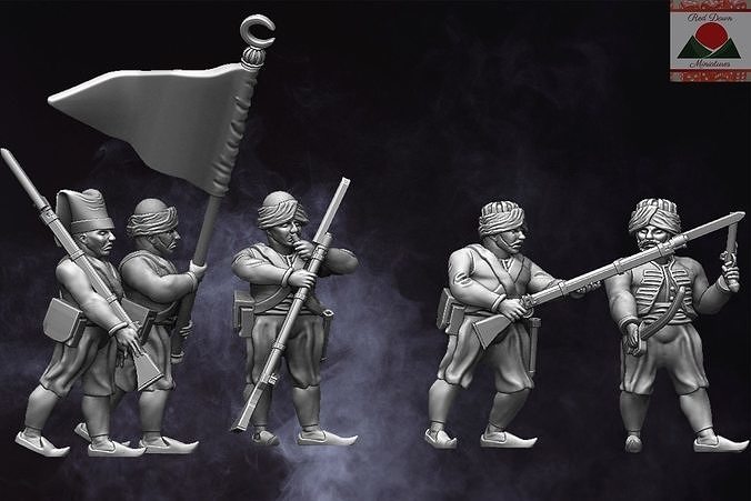 28mm Napoleonic Ottoman Infantry 3D model 3D printable | CGTrader