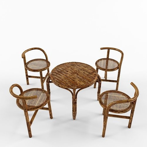 Outdoor Natural Cool Bamboo Furniture Set 3d Model Cgtrader Outdoor Natural Cool Bamboo Furniture, Can Bamboo Furniture Be Outdoors