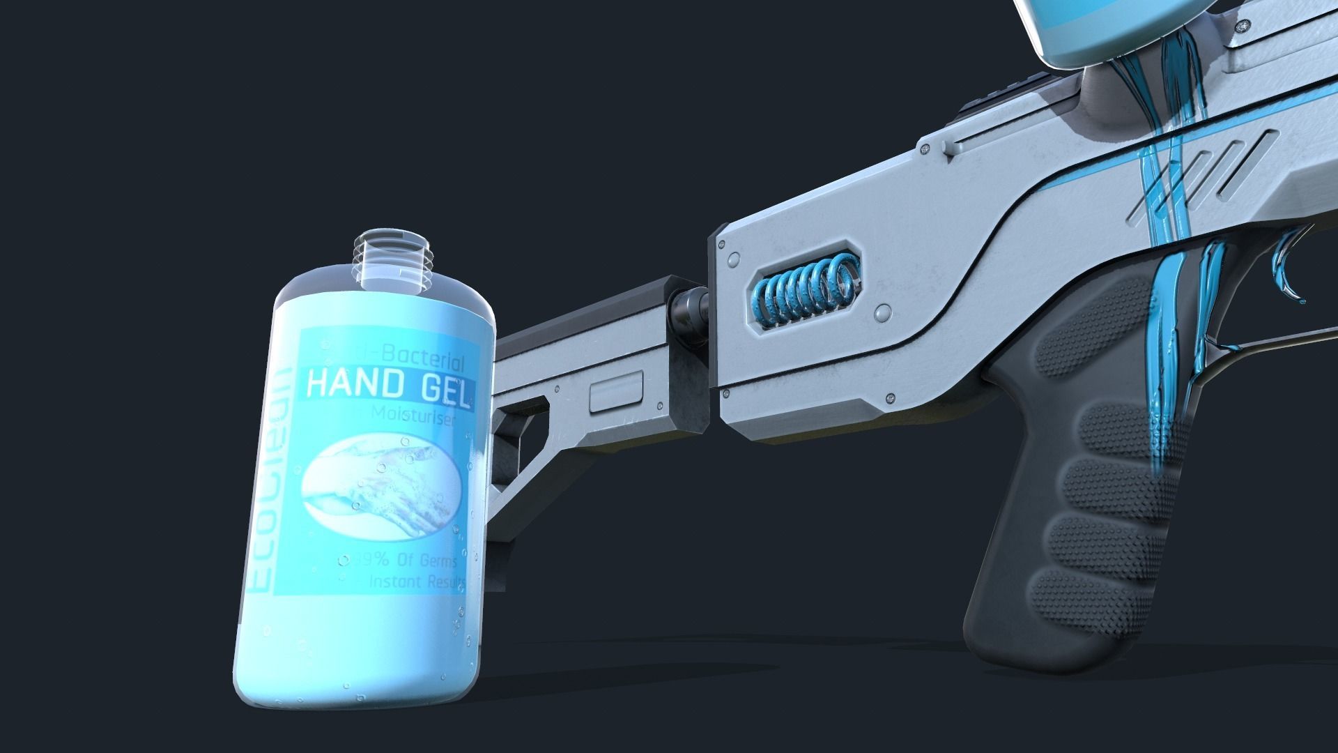 3D model Antibacterial Cleaning Rifle with Cartridges VR / AR / lowpoly CGTrader