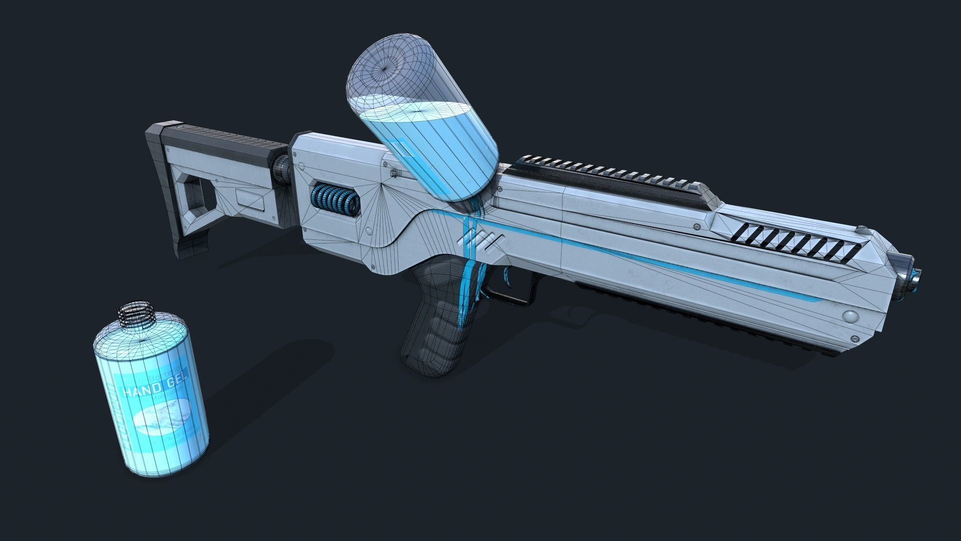 3D model Antibacterial Cleaning Rifle with Cartridges VR / AR / lowpoly CGTrader