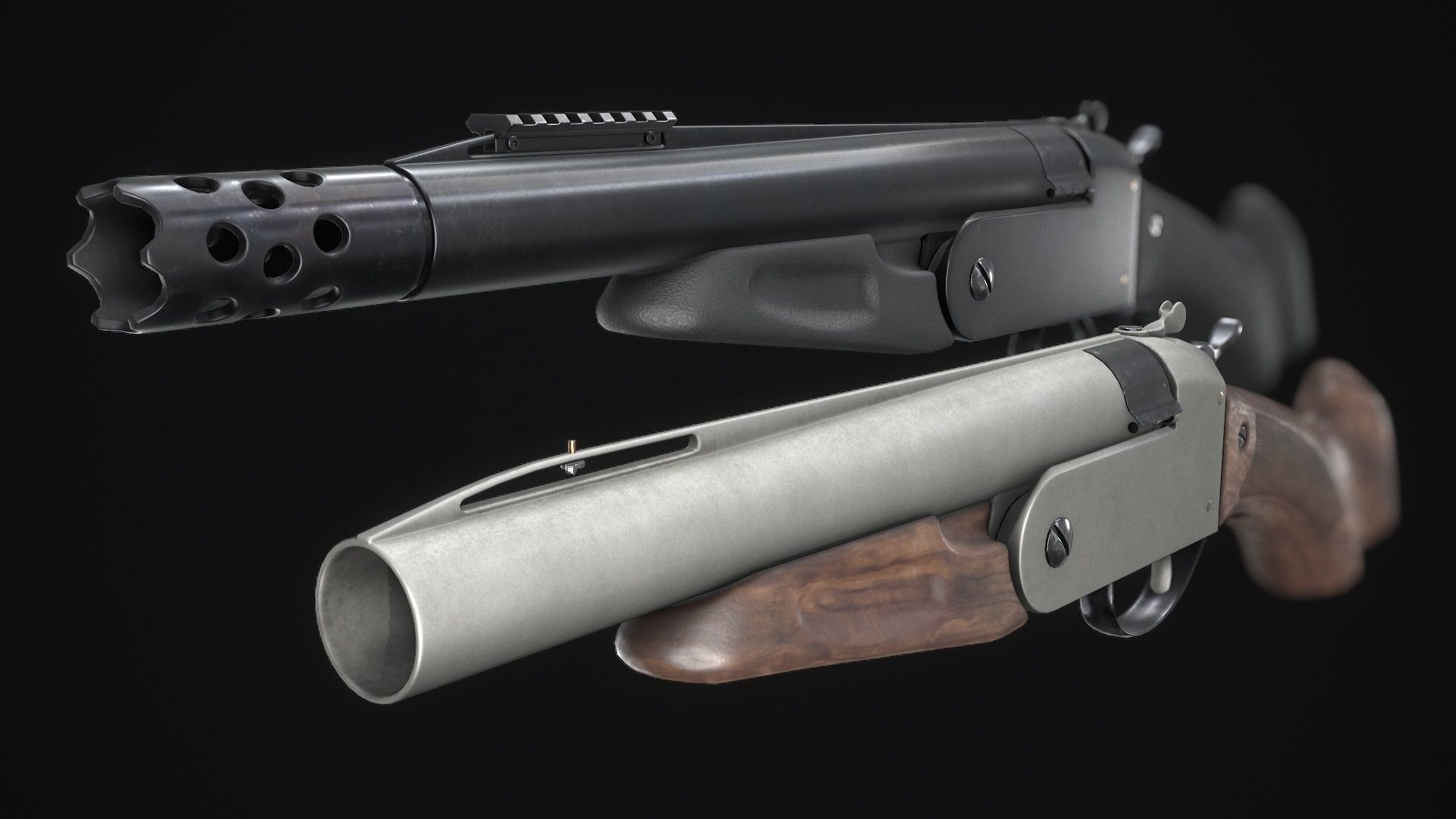 3D model Sawed Off Single Barrel Shotgun VR / AR / lowpoly CGTrader